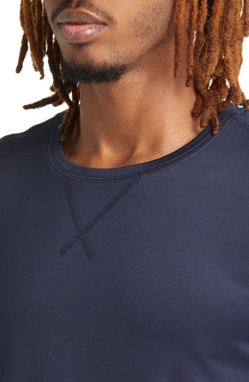 Rainforest Waffle Knit Long Sleeve Henley Pajama Top In Navy