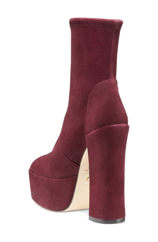 Stuart Weitzman Skyhigh 145mm Suede Platform Boots In Cabernet