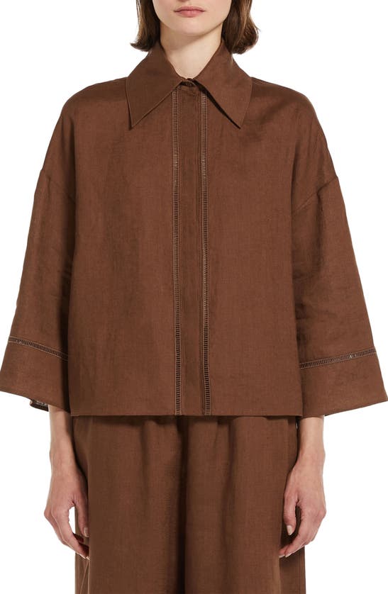 Shop Max Mara Robina Ladder Stitch Shirt In Chocolate