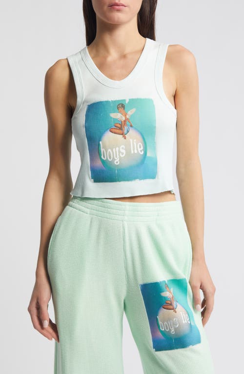 Shop Boys Lie Burst Your Bubble Cotton Rib Graphic Tank Top In Blue