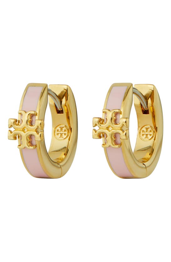Tory Burch Kira Enamel Huggie Earring In Pink/gold | ModeSens