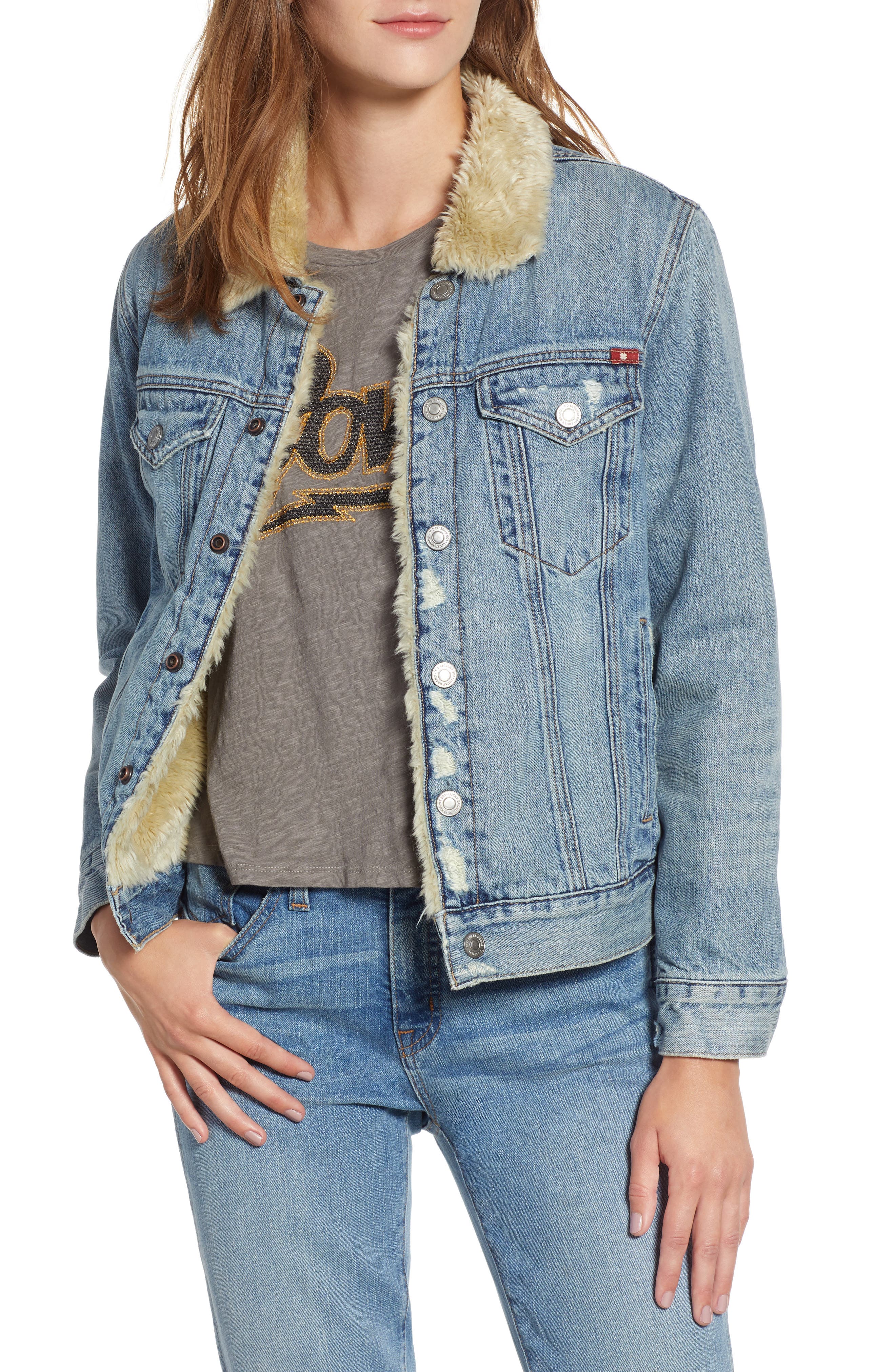 long faux fur lined trucker jacket