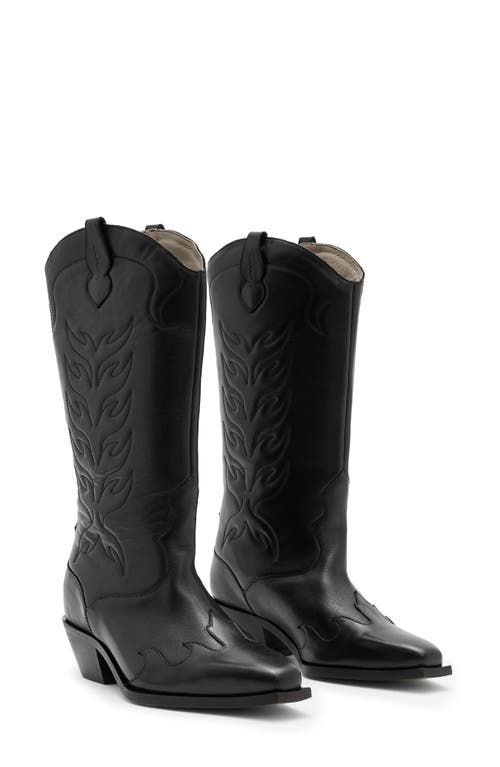 AllSaints Dolly Western Boot Black at Nordstrom,