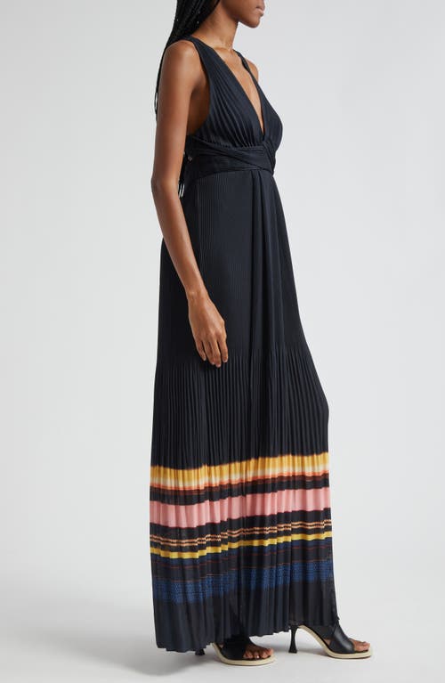 Shop A.l.c . Everly Stripe Pleat Maxi Dress In Navy Stripe