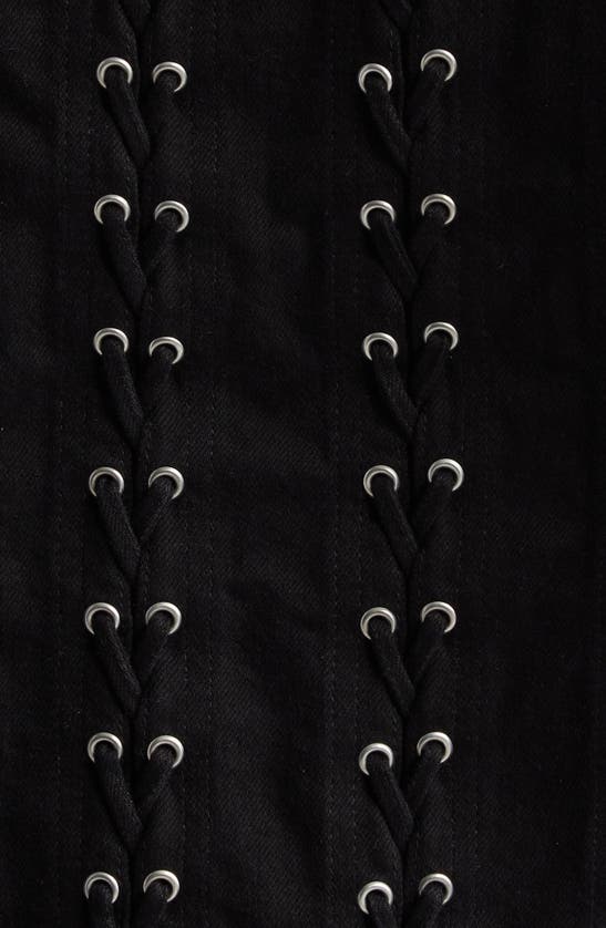 Shop Stella Mccartney Lace-up Denim Jacket In 1091 - Natural Black
