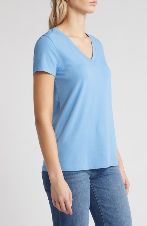 Shop Caslonr Caslon(r) Stretch Cotton Blend V-neck T-shirt In Blue Lake