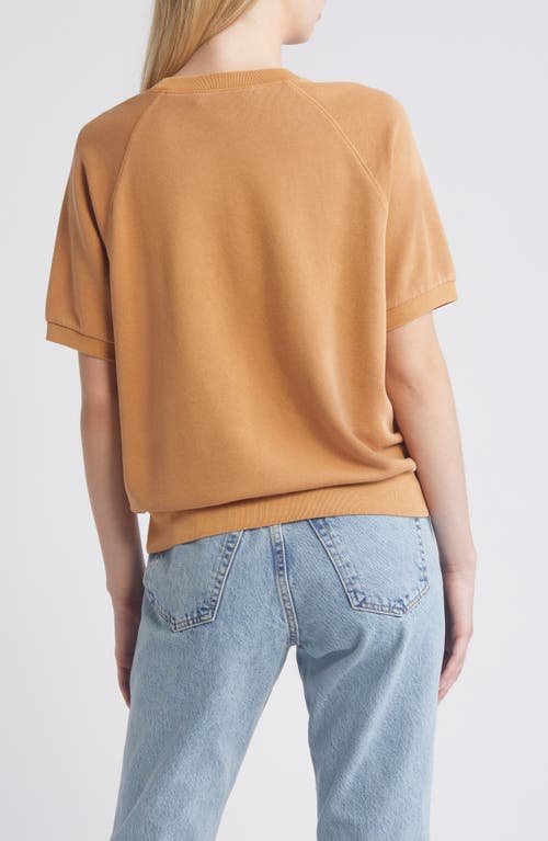 Shop Treasure & Bond Short Sleeve Cotton Blend Sweatshirt In Tan Biscuit