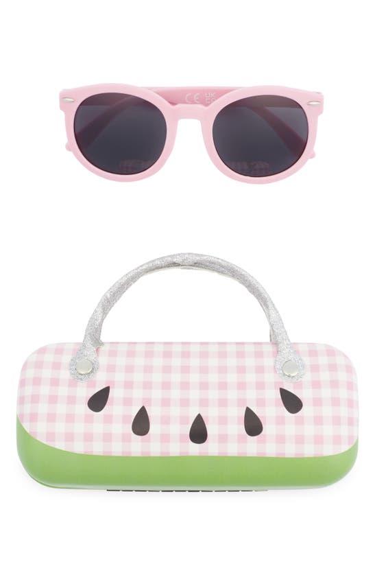 Shop Capelli New York Kids' Round Sunglasses & Watermelon Case Set In Pink Combo