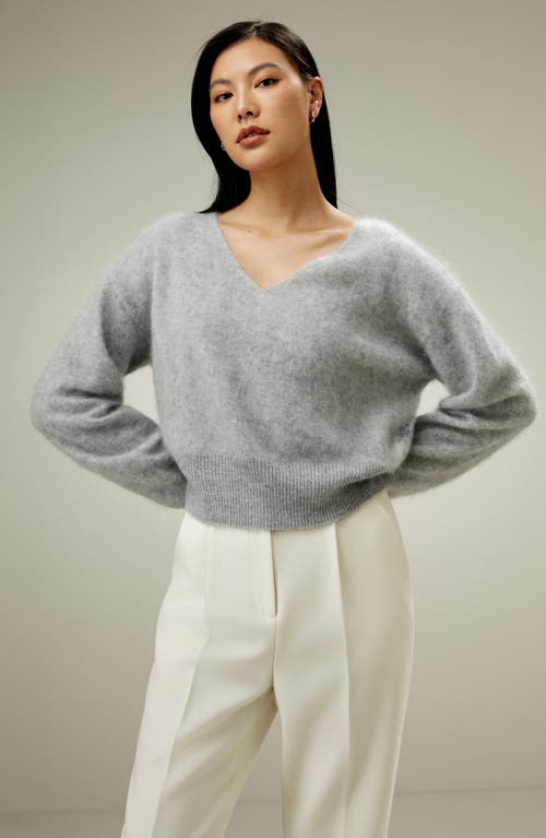 Shop Lilysilk Cropped V-neck Cashmere Sweater For Women In Light Grey