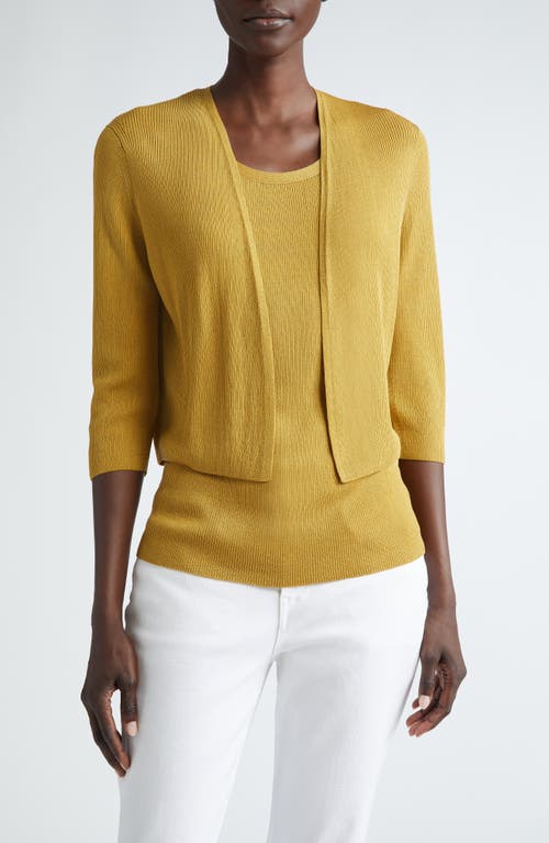 Shop Lafayette 148 New York Open Front Crop Cardigan In Desert Grass