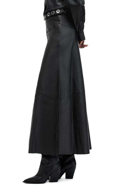 Shop Allsaints Giana Leather Maxi Skirt In Black