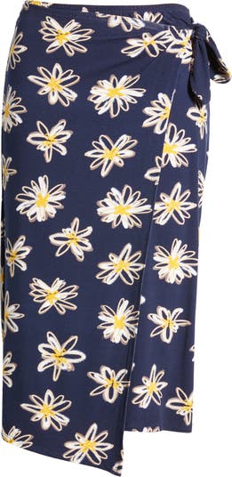Loveappella Floral Flounce Hem Midi Skirt, Nordstrom