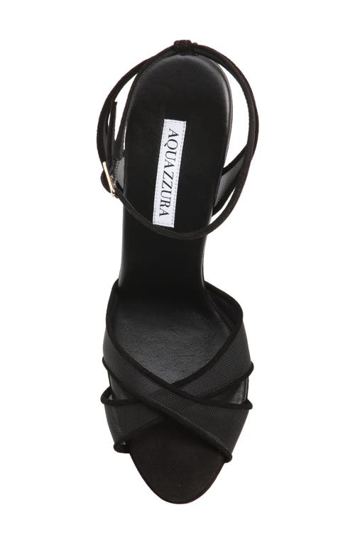 Shop Aquazzura Divine Mesh Ankle Strap Platform Sandal In Black