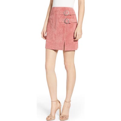 Blanknyc Suede Buckle Skirt, Coral