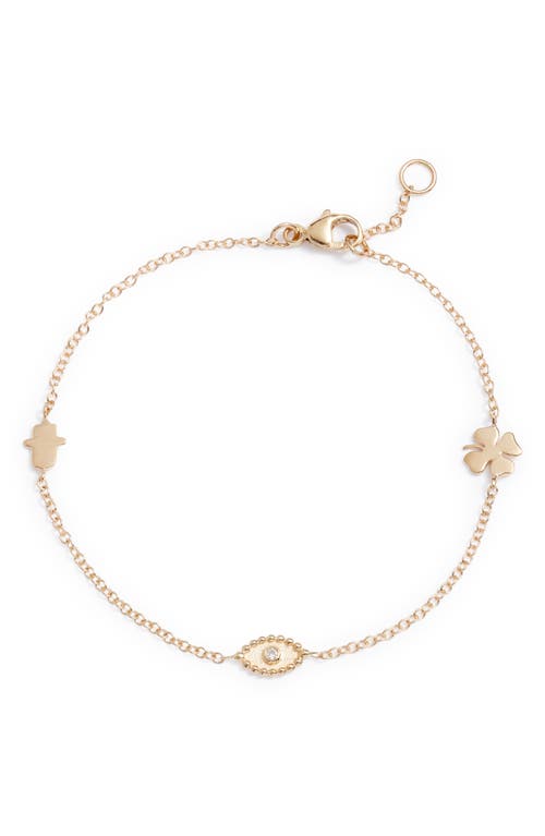 Anzie Women's Dew Drop Good Luck 14k Gold & Diamond Charm Bracelet In Gold/diamond