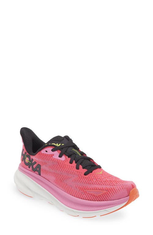 HOKA Clifton 9 Running Shoe in Raspberry /Strawberry