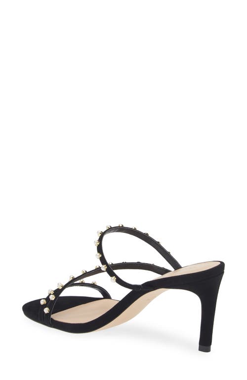 Stuart Weitzman Dancer Imitation Pearl 80 Slide Sandal In Black