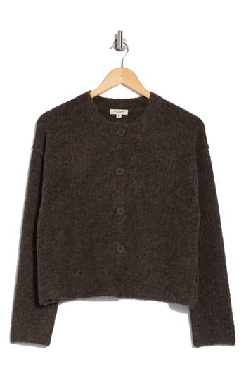 Max Studio Waffle Knit Cardigan In Chocolate