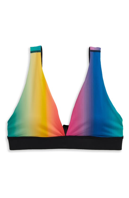 Shop Tomboyx Reversible Plunge Bikini Top In Melting Rainbow