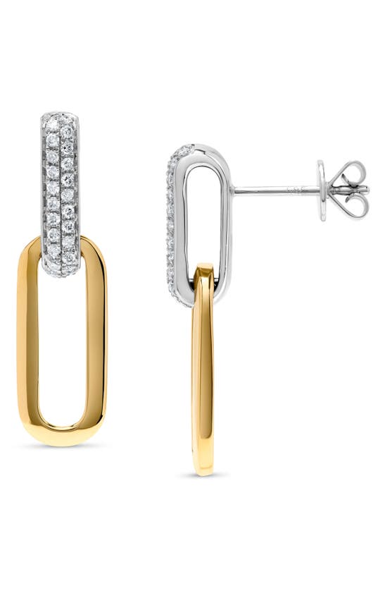 H.j. Namdar Pavé Paperclip Drop Earrings In 14k Yellow And White Gold