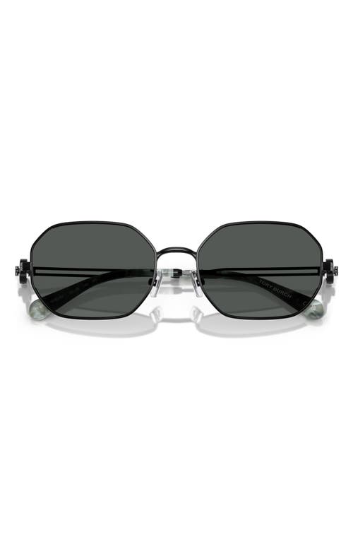 Shop Tory Burch 55mm Irregular Sunglasses In Shiny Black