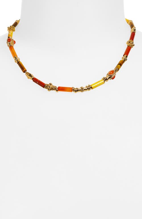 Shop Gas Bijoux Kali Beaded Necklace In Gold Orange Red