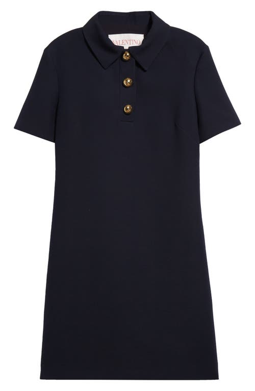 Valentino Garavani Virgin Wool & Silk Polo Minidress In Navy