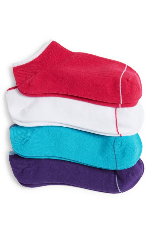 BP. Assorted 4-Pack Organic Cotton Blend Ankle Socks in Pink Magenta Purple Multi