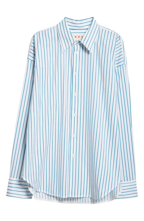 Marni Stripe Cotton Poplin Button-Up Shirt Lily White at Nordstrom, Us