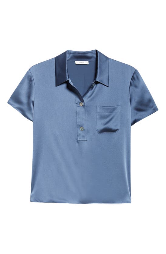 Shop Vince Silk Satin Polo In River Bed