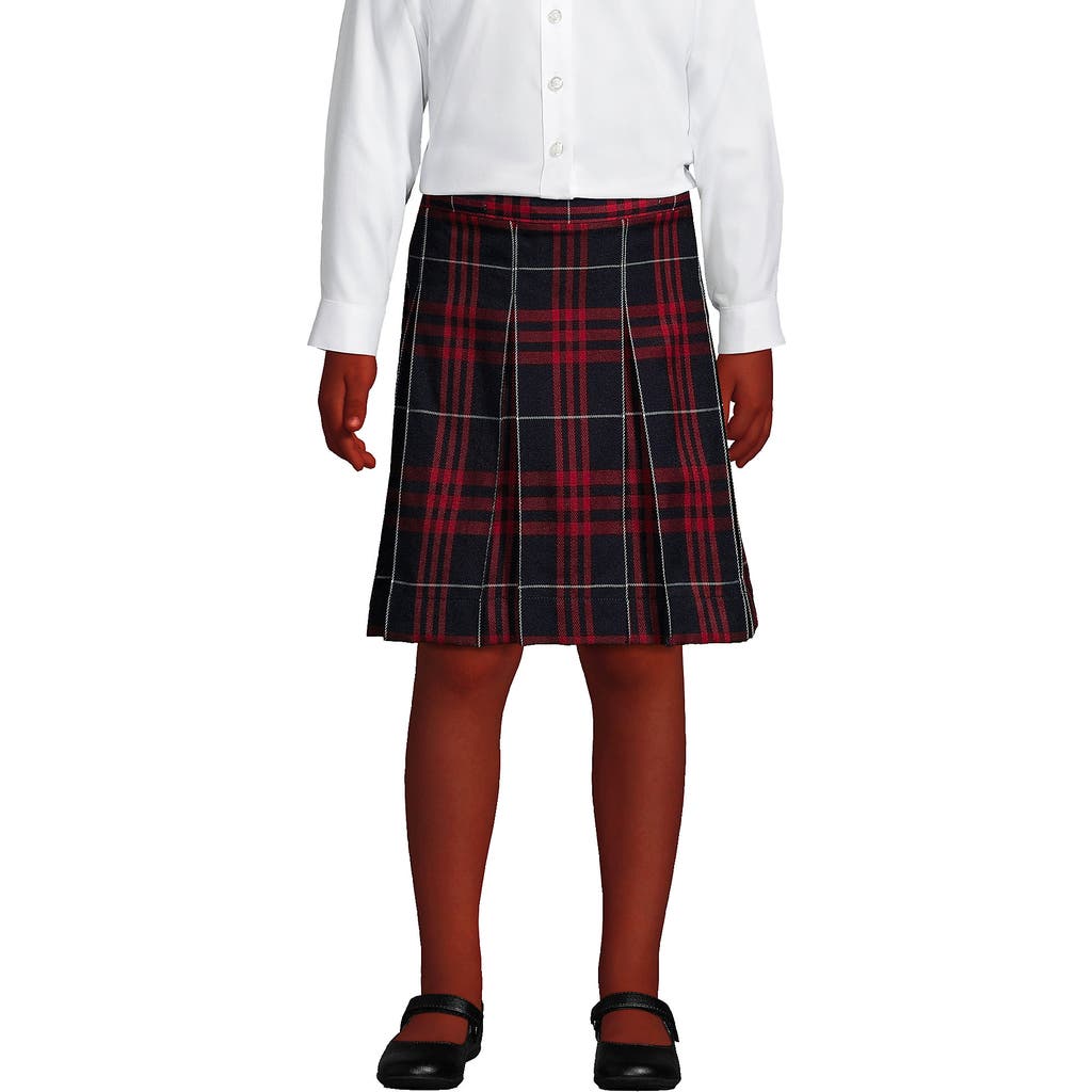 LANDS' END LANDS' END SCHOOL UNIFORM GIRLS PLAID BOX PLEAT SKIRT TOP OF THE KNEE