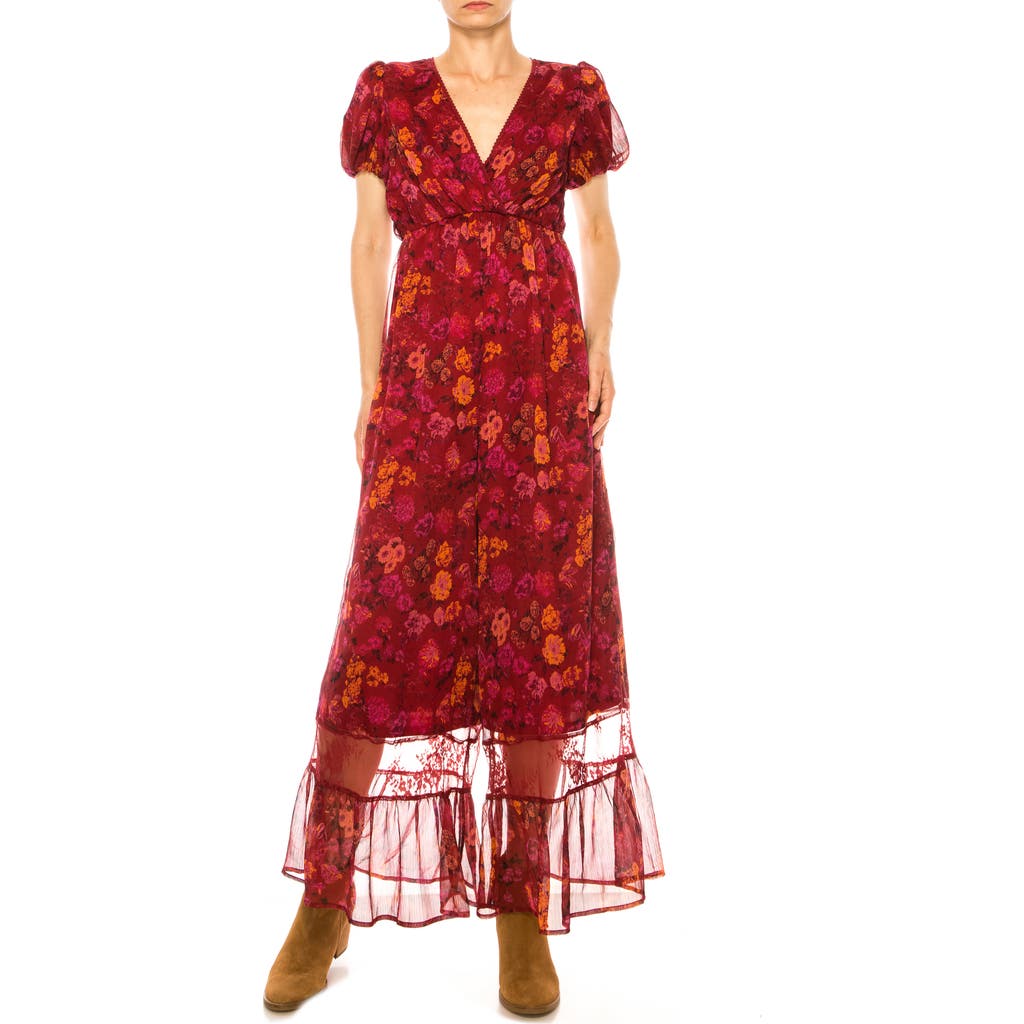 A COLLECTIVE STORY Floral Puff Sleeve Wide Leg Jumpsuit in Desert Rose