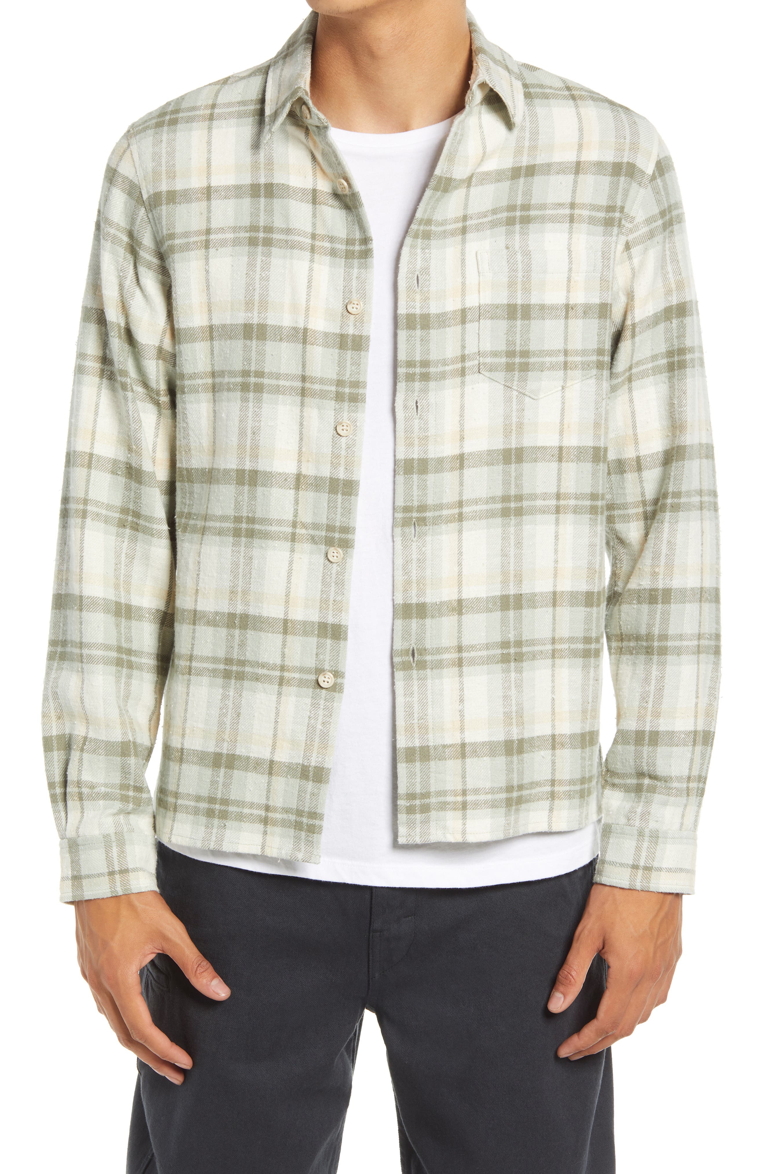 John Elliott Sly Plaid Flannel Button-Up Shirt Jacket in Lone Pine Check at Nordstrom, Size Small