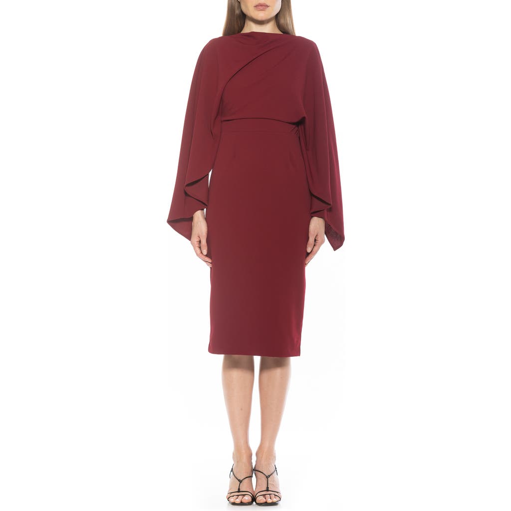 Alexia Admor Vida Cape Sleeve Sheath Dress In Burgundy