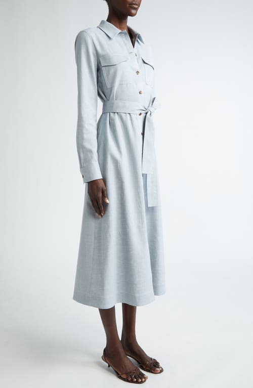 Shop Lafayette 148 New York Sonny Belted Long Sleeve Midi Shirtdress In Atlas Melange