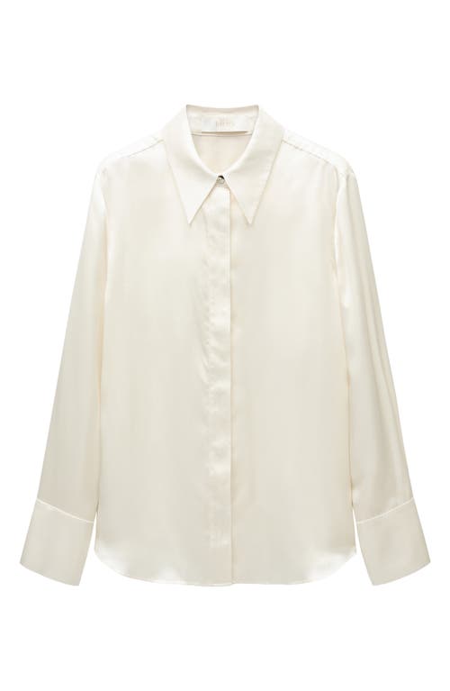 Mango Women's Silk Satin Shirt In Off White