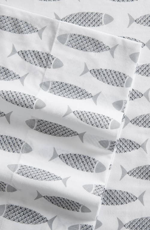 Nautica Woodblock Fish Twin Sheet Set In Grey