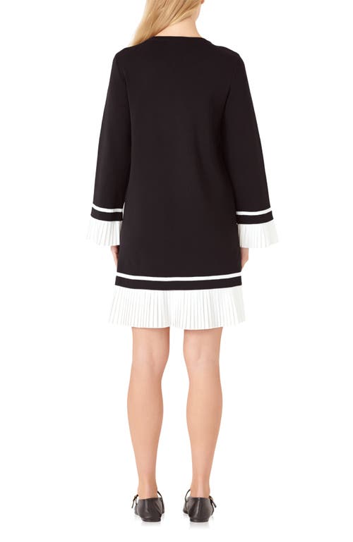 ENGLISH FACTORY ENGLISH FACTORY MIXED MEDIA LONG SLEEVE MINIDRESS 