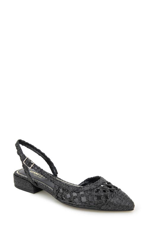 Kenneth Cole New York Cayla Slingback Half d'Orsay Pointed Cap Toe Pump Black Woven at Nordstrom,