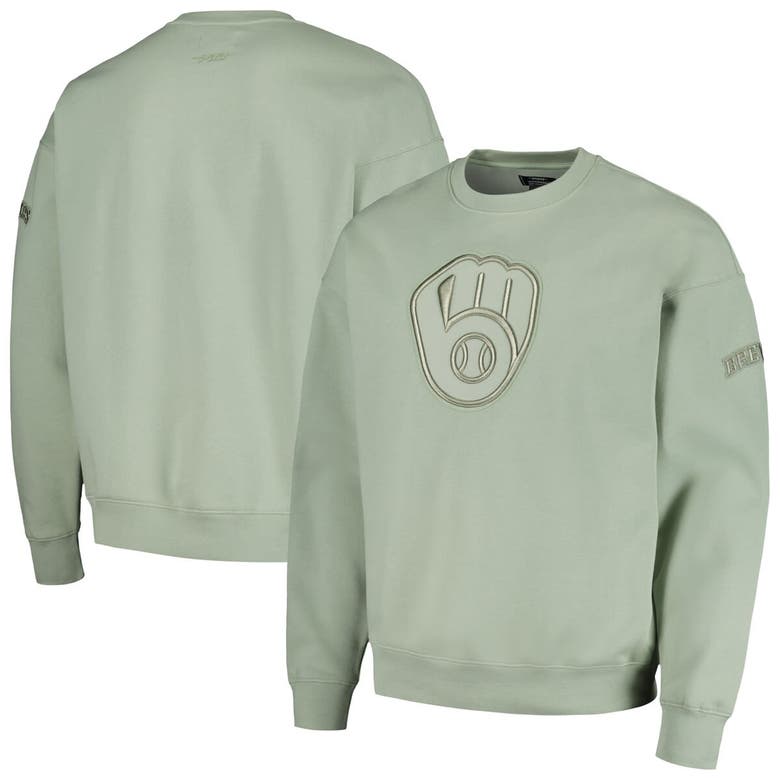 Shop Pro Standard Green Milwaukee Brewers Neutral Drop Shoulder Pullover Sweatshirt