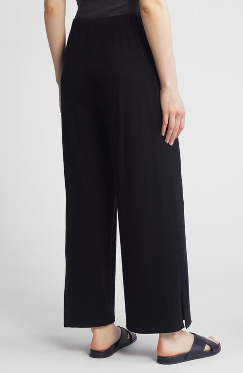 Shop Eileen Fisher Rib Wide Leg Ankle Pants In Black