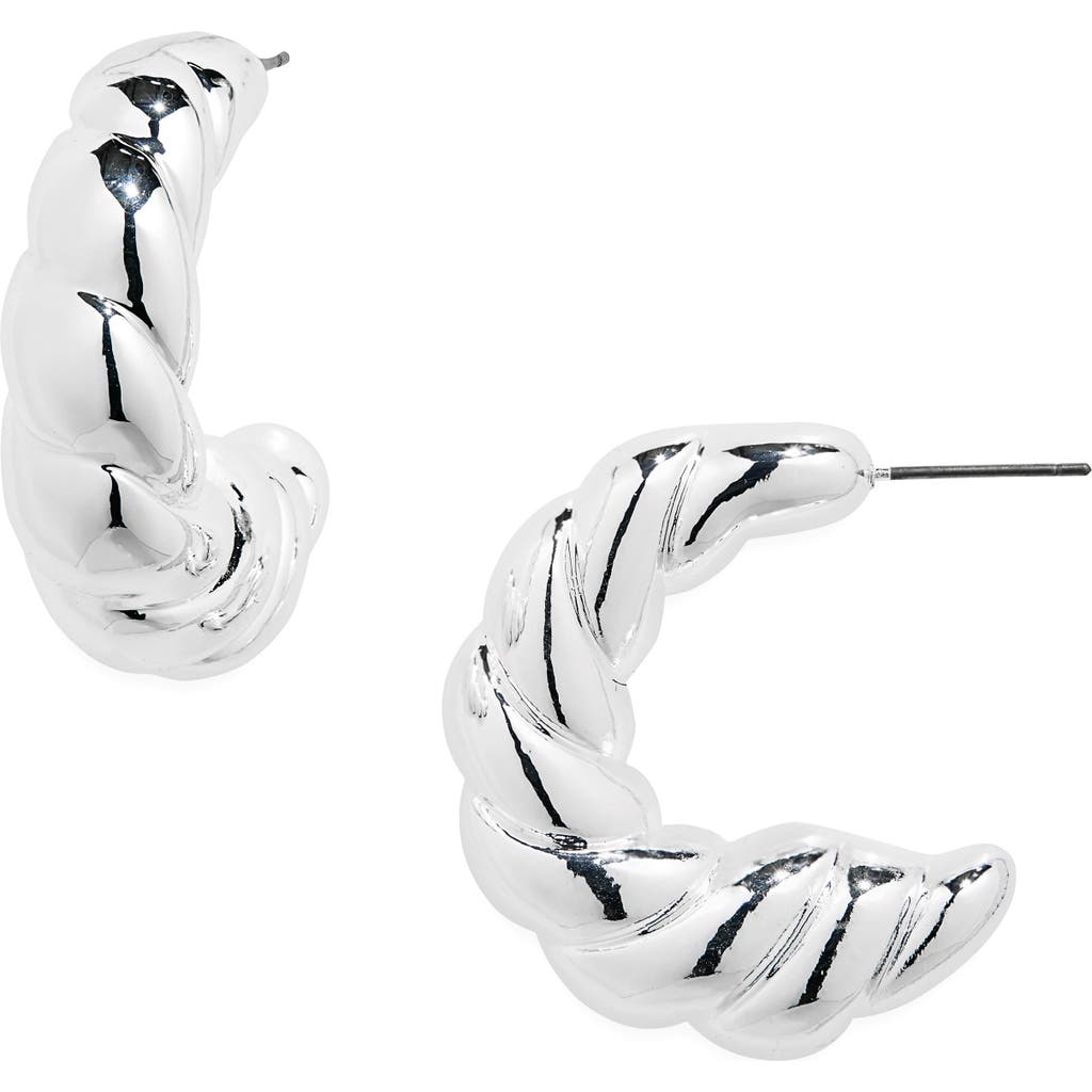 Nine West Puffy Twist Hoop Earrings In Gray