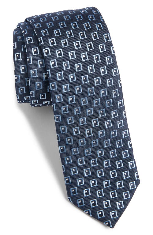 Shop Hugo Boss Boss Embroidered Silk Tie In Navy