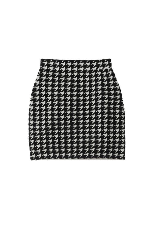 Shop Burberry Houndstooth Nylon Blend Mini Skirt In Black