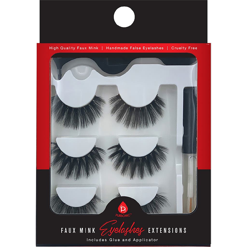Pursonic Faux Mink Style False Eyelashes Extensions In Black