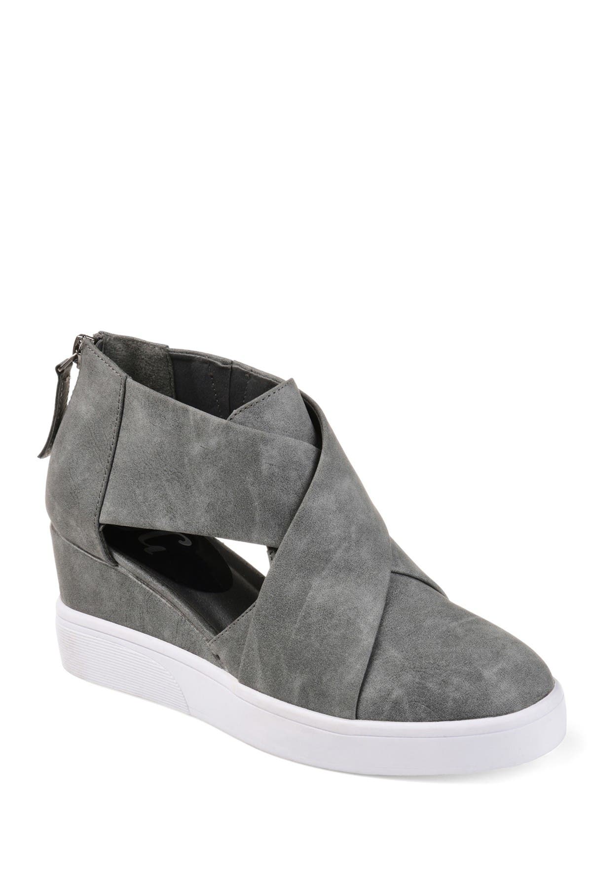 journee collection clara wedge sneaker grey