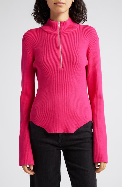 GESTUZ Yasmia Half Zip Rib Sweater at Nordstrom,