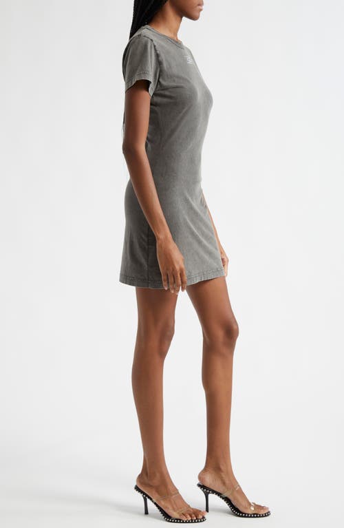 Shop Alexander Wang Blade Logo Shrunken Cotton Jersey T-shirt Minidress In Washed Cedar