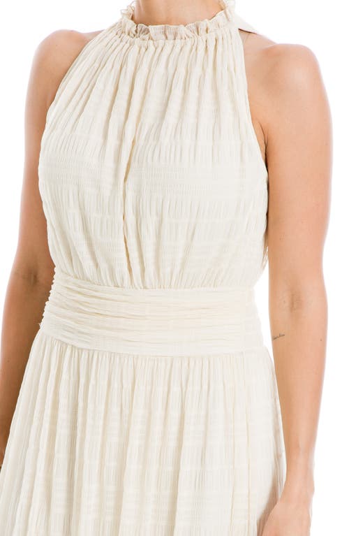 Max Studio Mock Neck Lace Mesh Dress In Cream