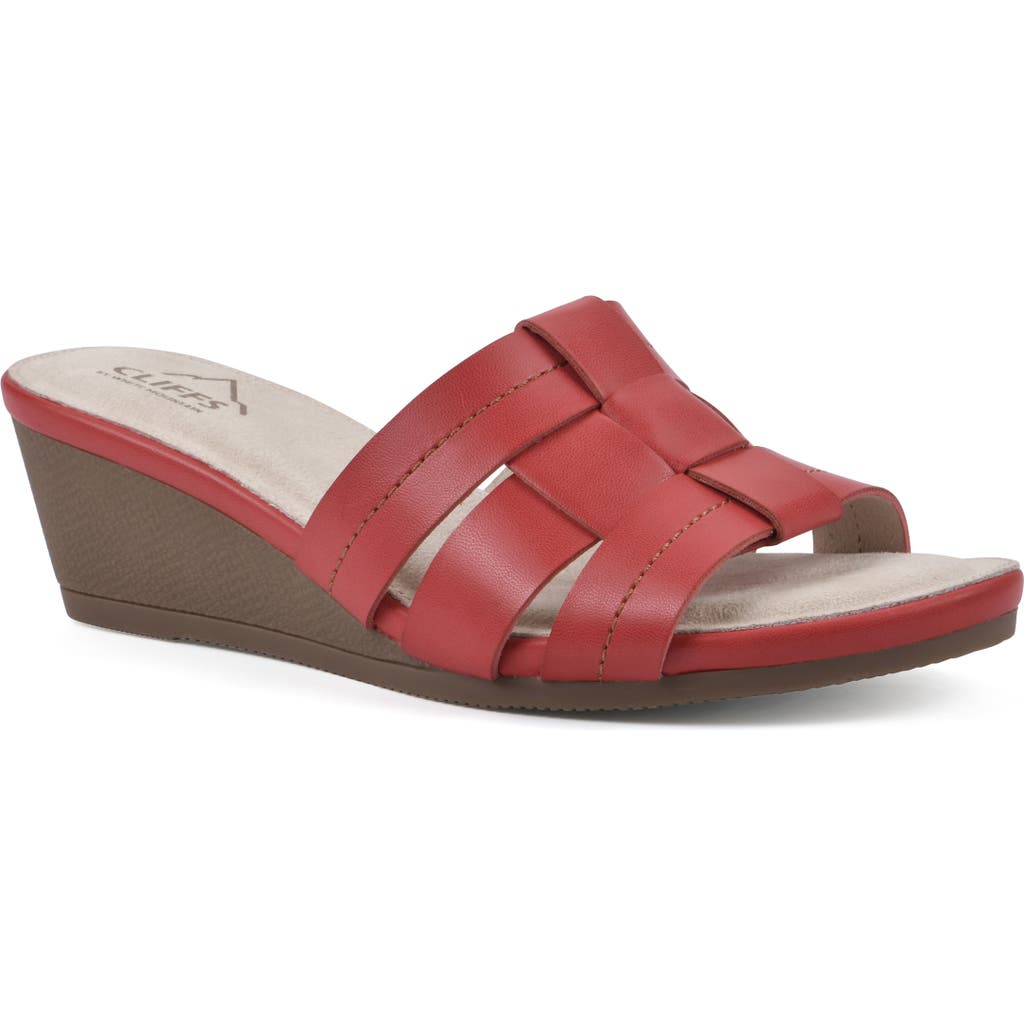 Shop Cliffs By White Mountain Candyce Wedge Sandal In Red/burnished/smooth